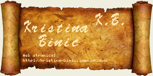 Kristina Binić vizit kartica